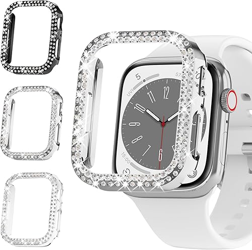 Miniatura 8 de Rc-Z Funda brillante para Apple Watch Series 6SE54 de 1.732 pulgadas, paquete de 12 protectores de diamantes dobles con diamantes de imitación,