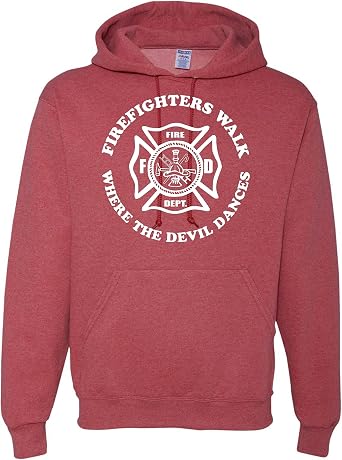 wild custom apparel Firefighters Walk Where The Devil Dances Patriotic American Pride Mens Hoodies