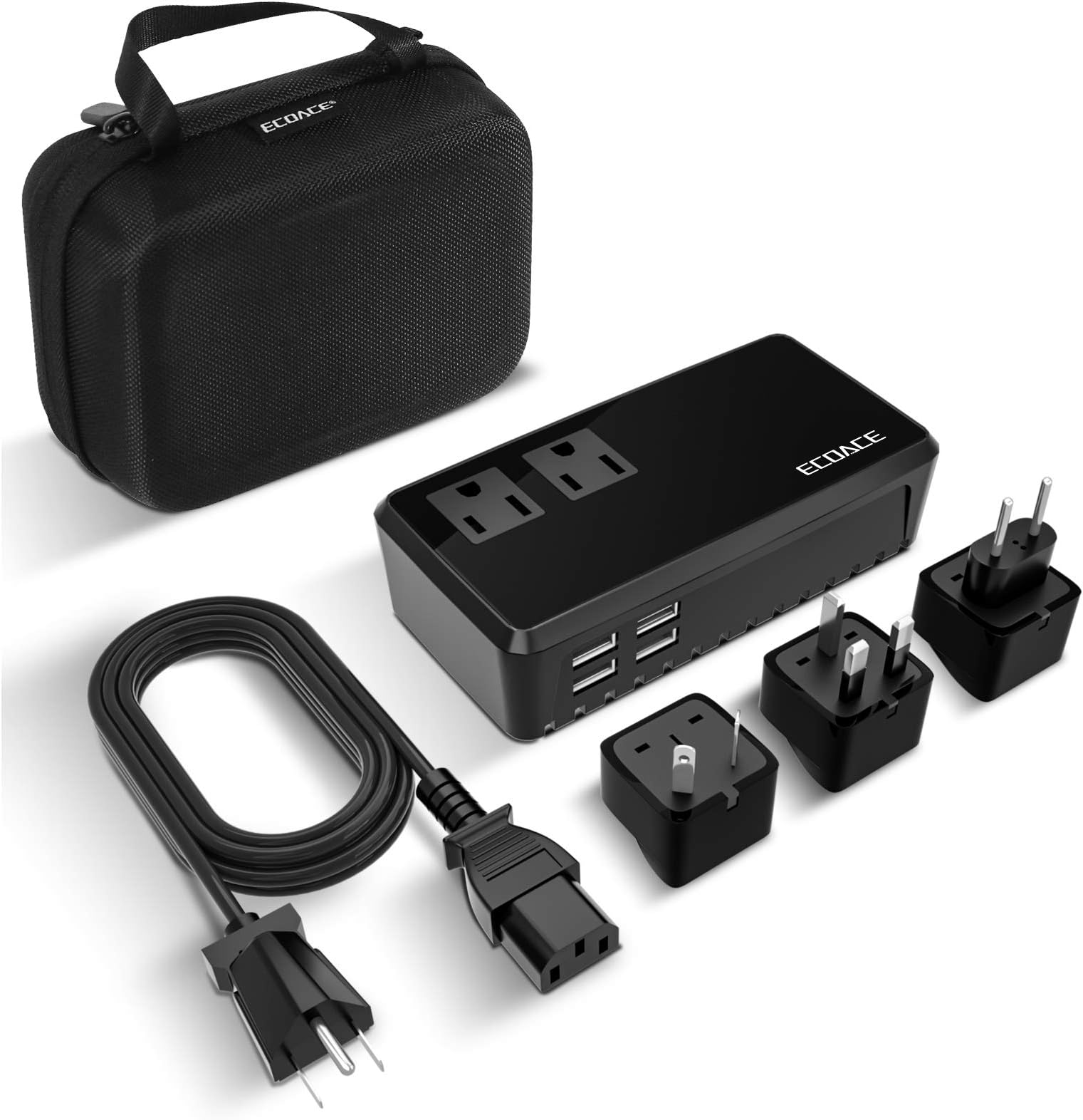 Upgraded 2000W Voltage Converter with 4 USB Ports,Step Down 220V to 110V Power Converter for Single Voltage Hair Dryer,International 10A International Travel Adapter Plug for UK/AU/US/EU