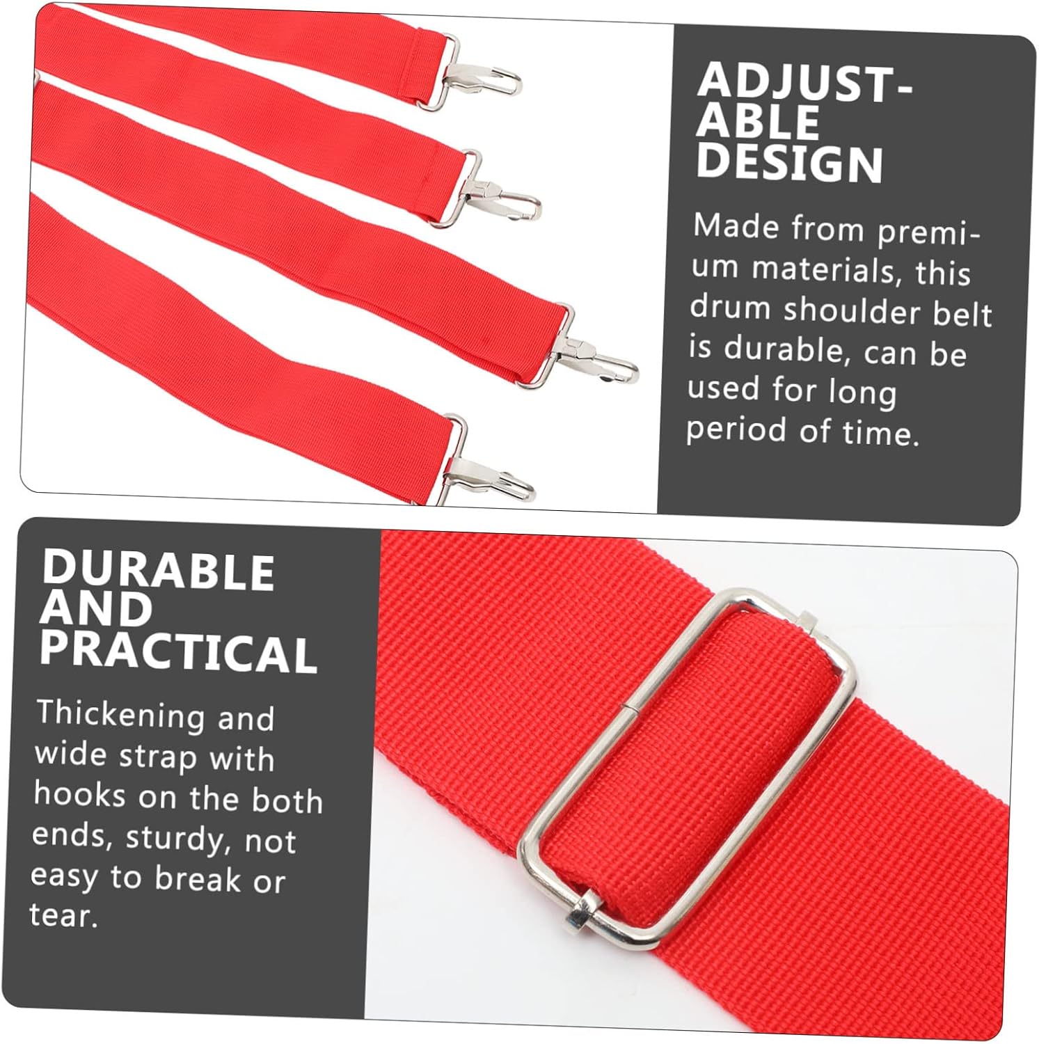 Adjustable Snare Drum Strap Sturdy Marching Drum Sling Hooks Versatile Instrument Accessory for Marching Band and Performance