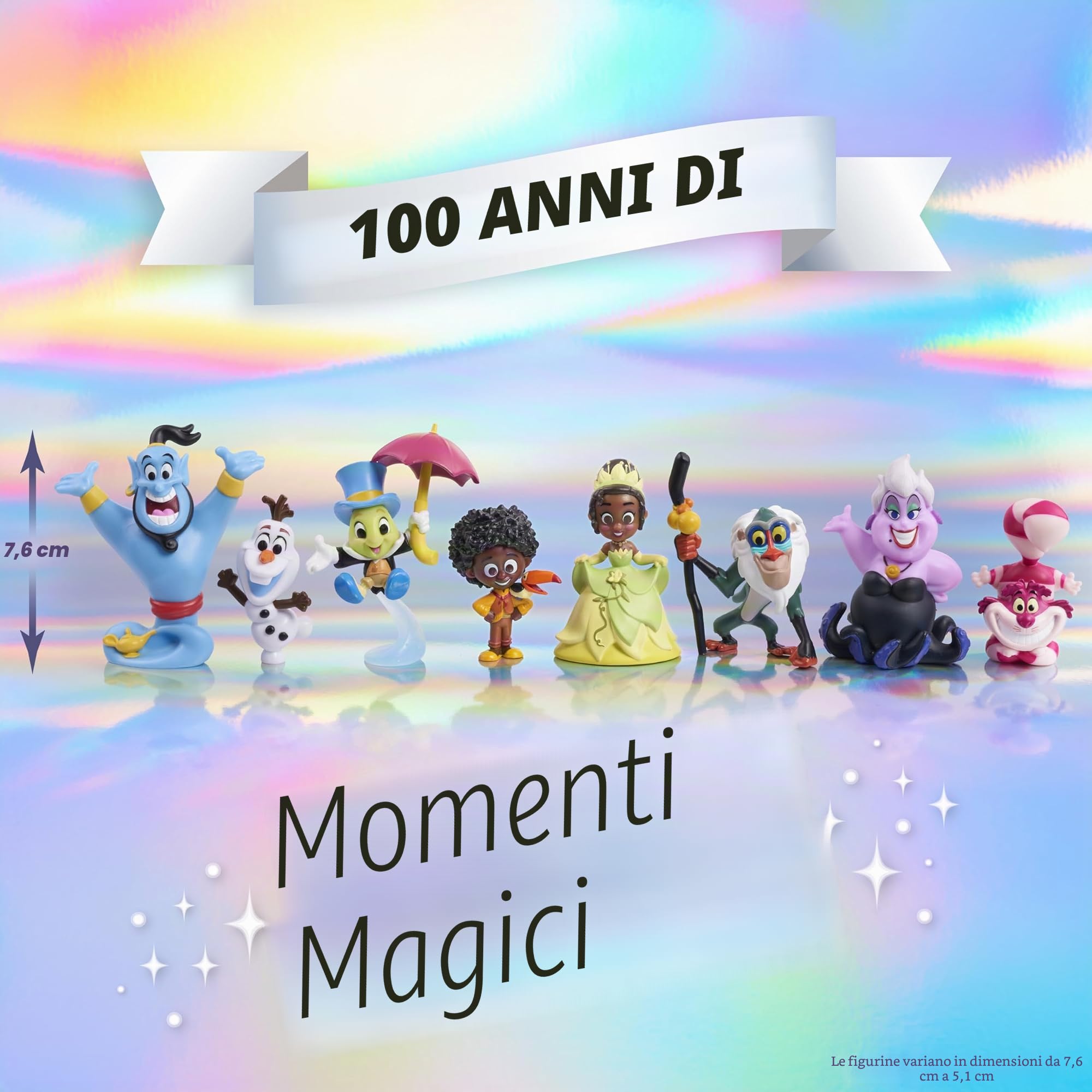 Disney 100 - Confezione Magical Moments, giocattolo da collezione con personaggi Disney, include 8 figure diverse, licenza ufficiale al 100%, 12 da collezionare, 3 anni, famosa (DED16C00)