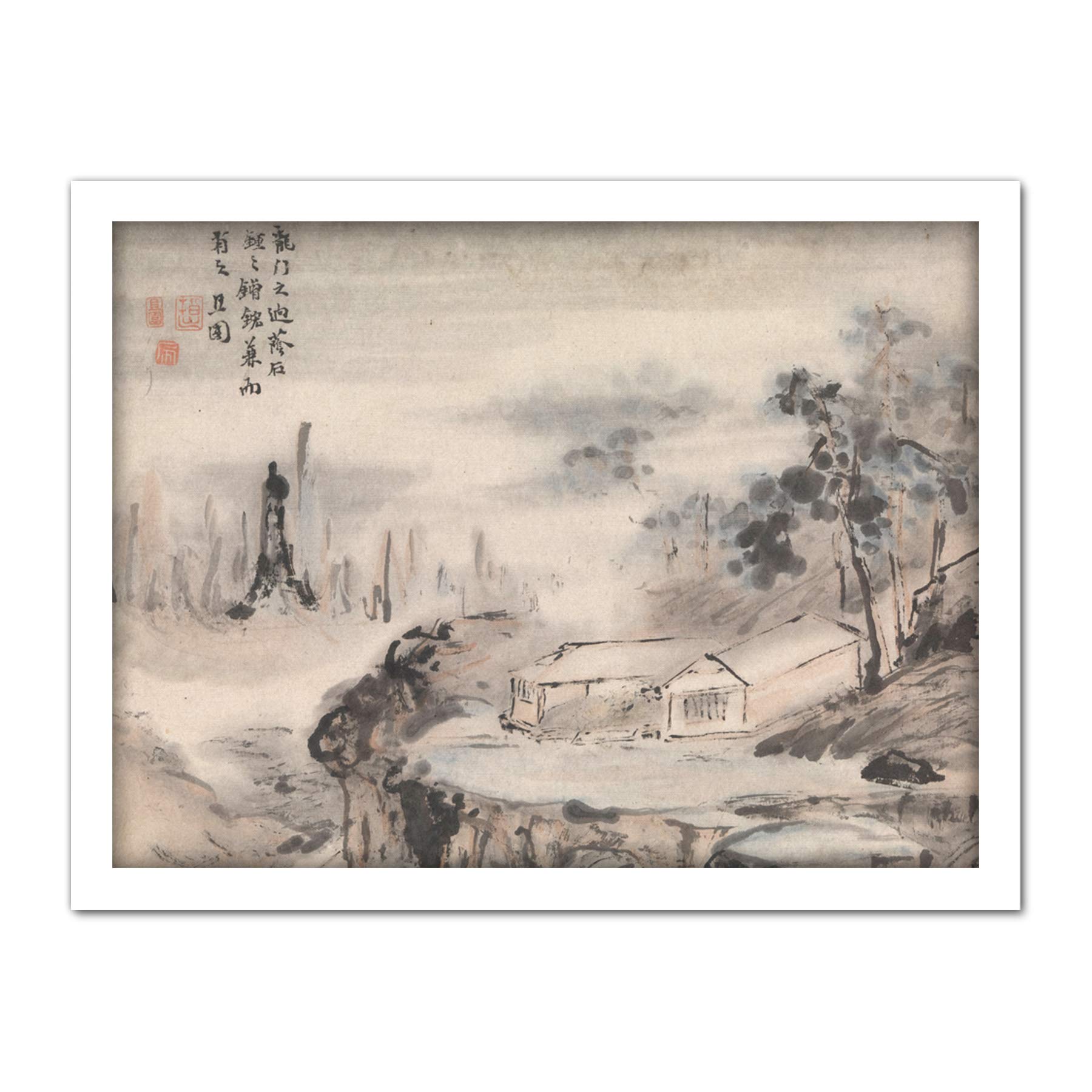 Artery8 Gao Qipei Chinese House Painting Artwork Framed Wall Art Print 18X24 Inch