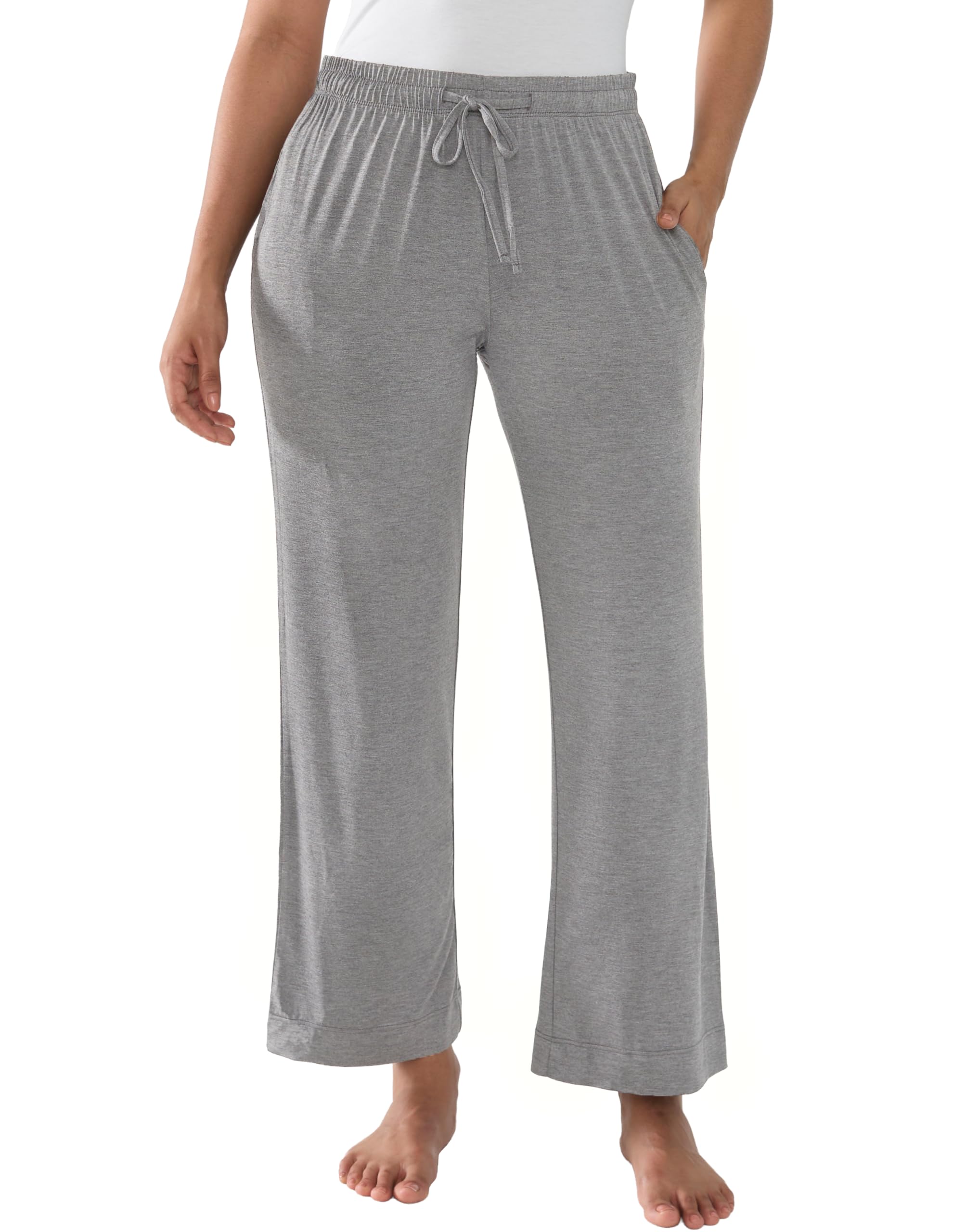 Joyaria Bamboo Viscose Pajama Pants for Women - Lightweight Cooling Wide Leg Lounge Bottoms with Pockets - Soft Sweatpan
