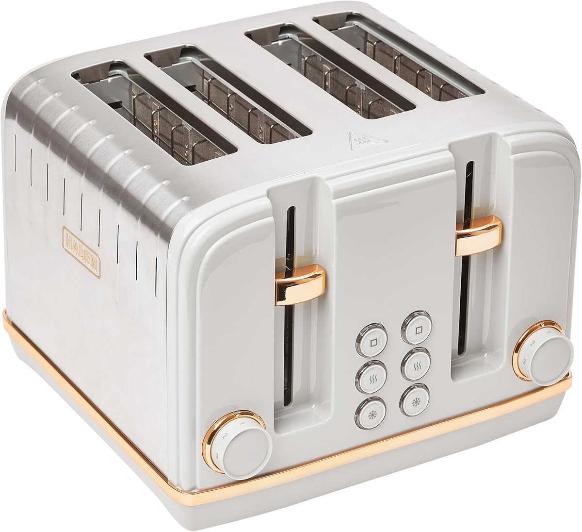 Salcombe Grey & Copper Toaster 4 Slice - Adjustable Browning Control, Retro Style, Wide Slot Stainless Steel Housing - Self-Centering Function - Easy to Clean Grey 2300W