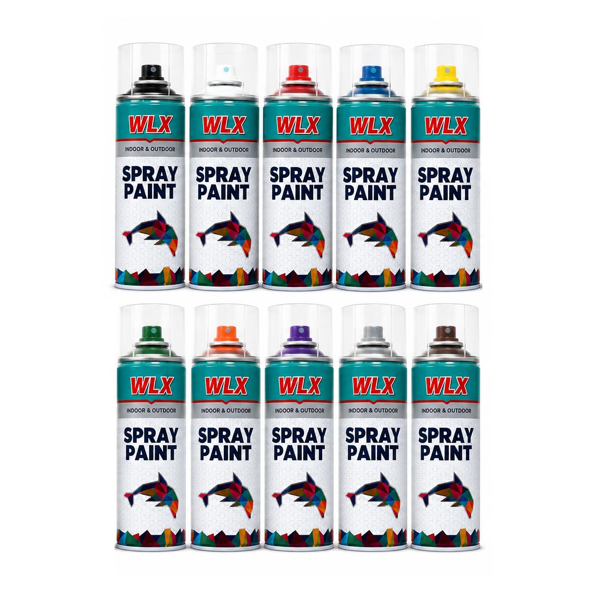 Juego de 10 pinturas en aerosol de 400 ml de secado rápido para madera, piedra, pared, metal, cristal, ideal para reparaciones, graffiti, etc. Pintura en aerosol brillante de alto brillo RAL