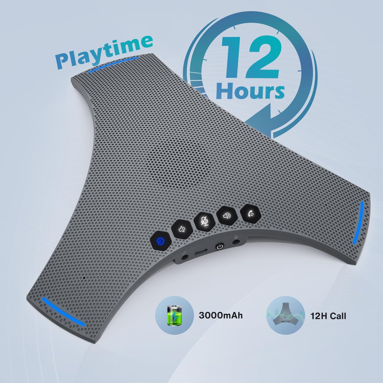 Altoparlante e microfono per conferenze – Vivavoce Bluetooth con catena a margherita, cancellazione del rumore AI, miglioramento vocale, supporto dongle wireless, connessione USB, compatibile