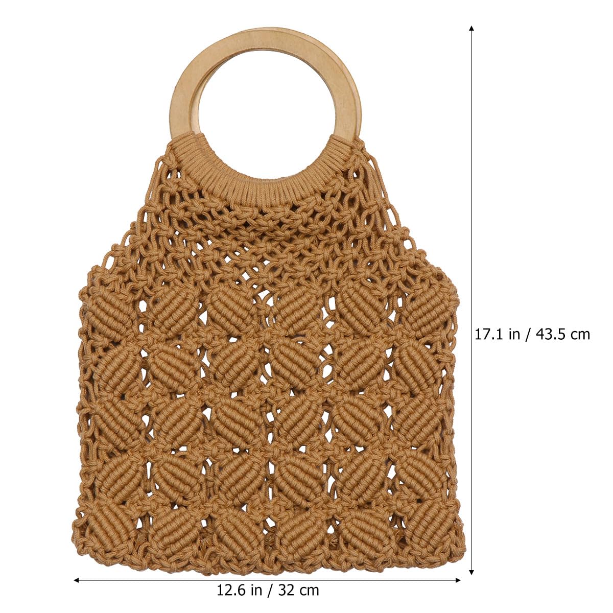 KESYOO Borsa Tote da Donna Intrecciata a Mano in Corda di Cotone Marrone Chiaro Borsa da Spiaggia Pratica Estiva per Ragazze per Shopping Escursioni e Uso Quotidiano