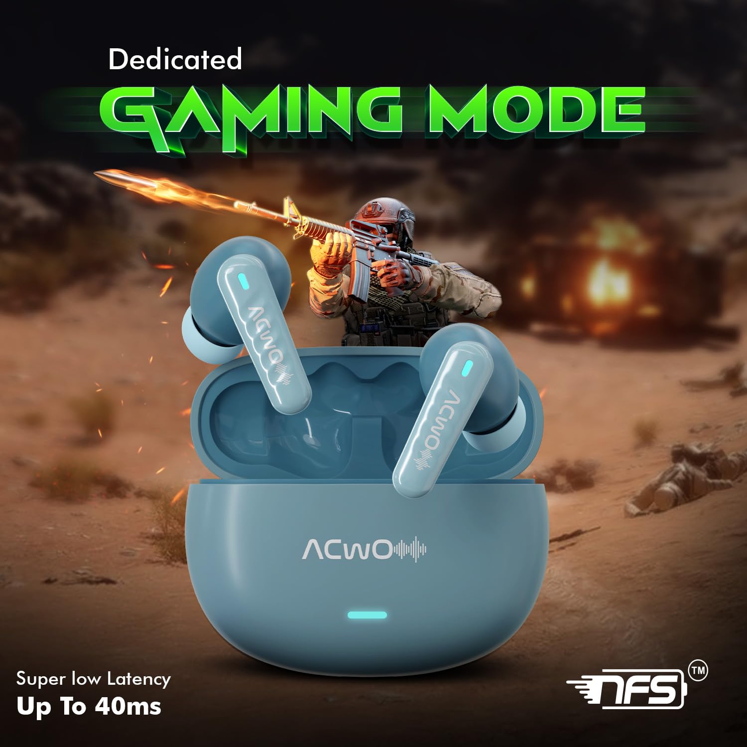 ACwO Dwots 727 ANC TWS Earbuds with 25Db Pure Audio Real ANC, 42Hrs Playtime, NFS Gaming Mode, Sonic Shield Quad Mics Enc, Instant Auto Connect,Hyper Boost - in Ear 1