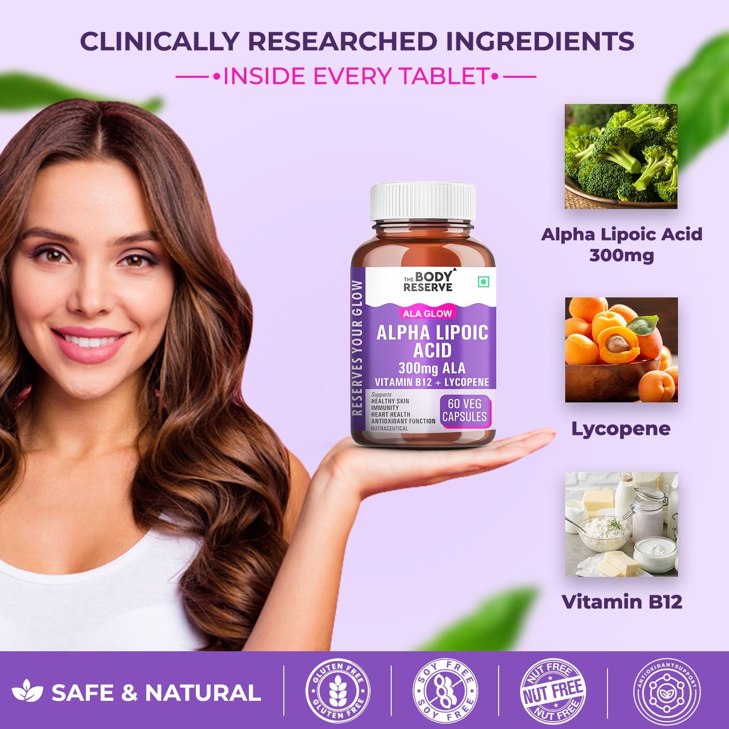The Body Reserve Alpha Lipoic Acid 300mg with Lycopene & Vitamin B12 | Nerve Health, Energy, Antioxidant & Healthy Blood Sugar Support | Vegan, Non-GMO, 60 Tablets — Amazon image 3