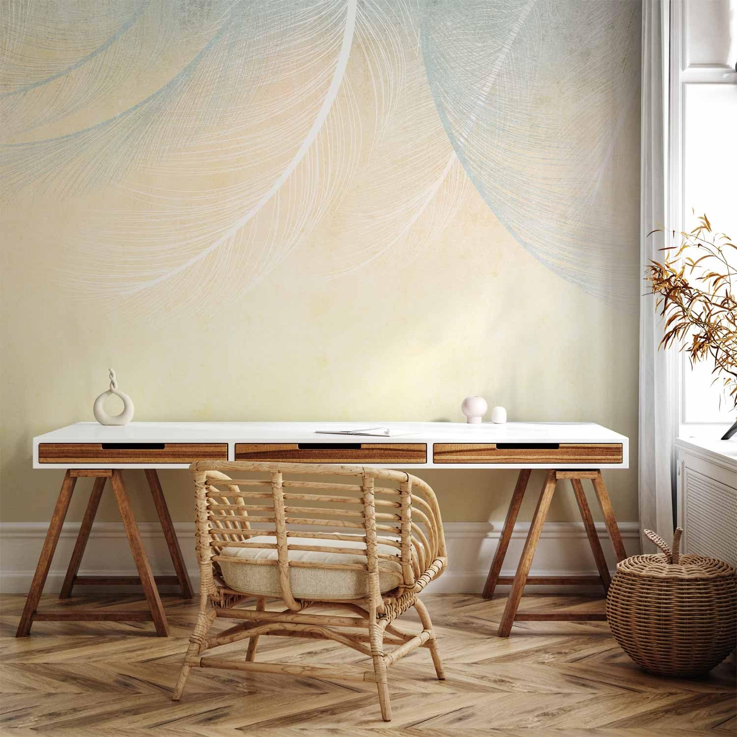 murando Carta da parati colorato Piume 400x280 cm Fotomurali in TNT Murale alla moda Decorazione da Muro XXL Poster Gigante Design Carta per pareti Aspetto concreto Boho come dipinto b-C-10182-a-a