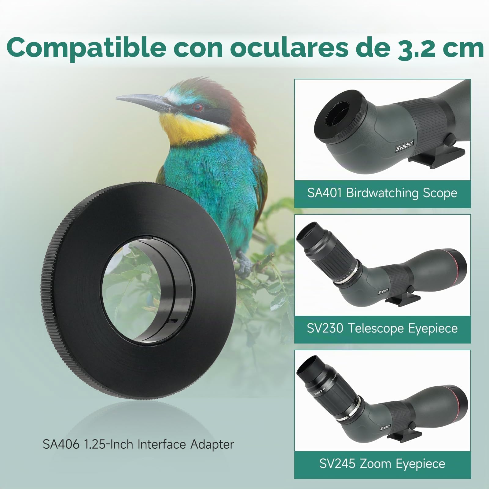Svbony SA401 APO Telescopio Terrestre, 25-75x100 mm Dual ED Apocromático FMC, Spotting Scope, con SC001 WiFi Cámara, SA406 Adaptador de Cámara, IPX6 Impermeable para Observación de Aves, Fotografía