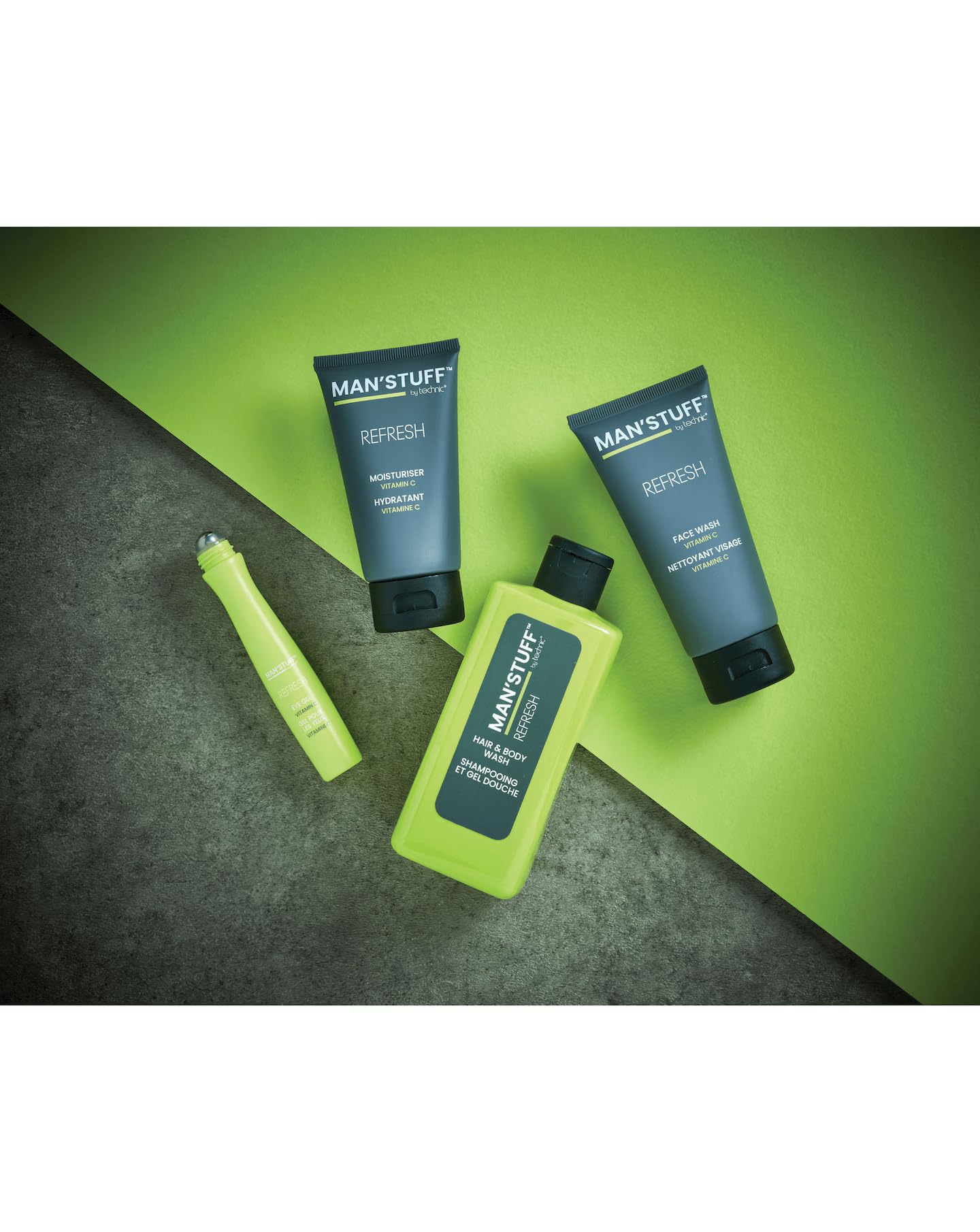 ManStuff Complete Refresh Kit Toiletry Gift Set, Vegan & Cruelty-Free Mens Grooming Kit, Face Wash, Moisturiser, Eye Roller - Image 2