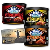 Vista 1 de Blue Diamond Almonds XTREMES, una (1) pimienta fantasma, Carolina Reaper, pimienta de cayena. One - I AM CAPABLE MAGNET. Nueces saborizadas, latas