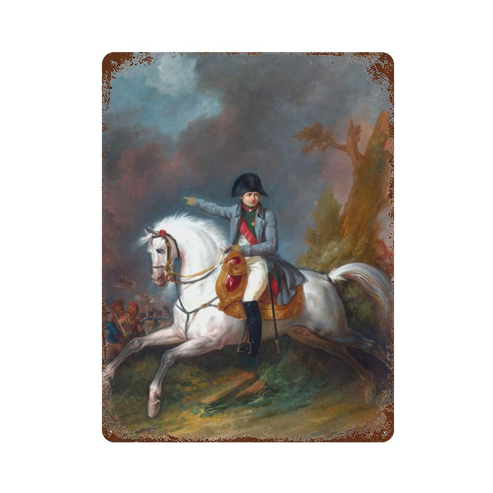 Napoleon in Battle 15.7"x11.8" Rusty Metal Tin Sign, Novelty Wall Decor for Cafe, Home Bar And Lounge Decor