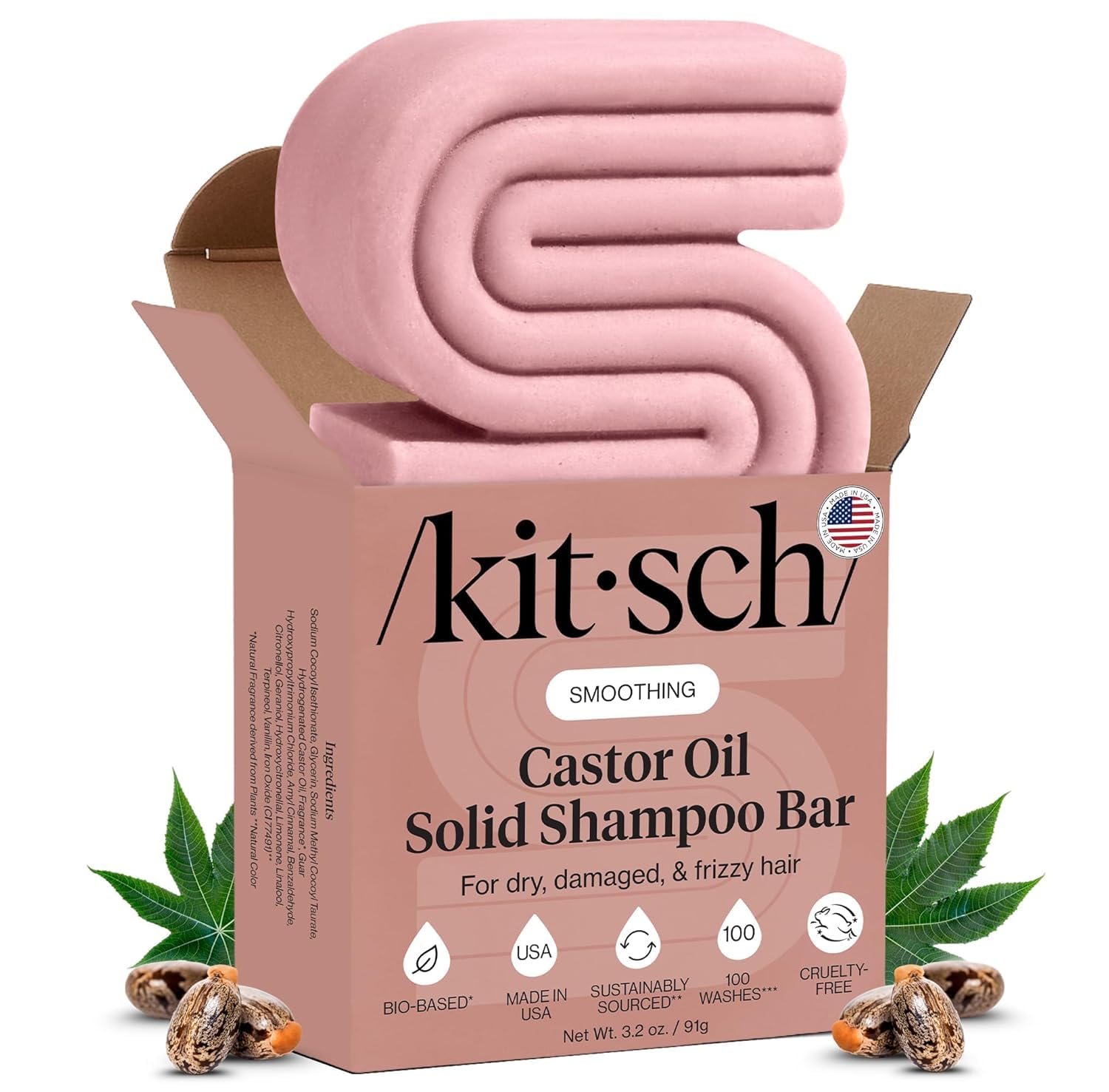 Hair Growth Castor Oil Nourishing Shampoo Bar | Bottle-free Eco-friendly | Shampoo Hydrates & Moisturizes Dull and Dry Hair | All-Natural Chemical-free Daily Shampoo Softens & Strengthens