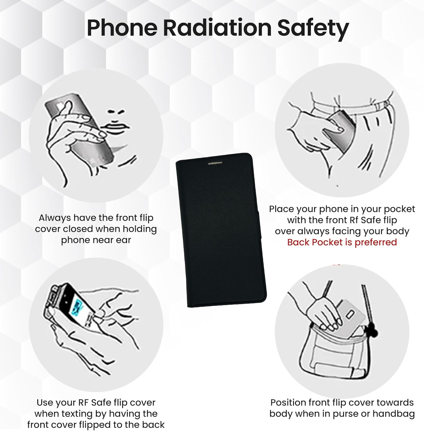 QuantaCase™ RF Safe Anti-Radiation Phone Case Compatible with iPhone 15 Pro (Black)