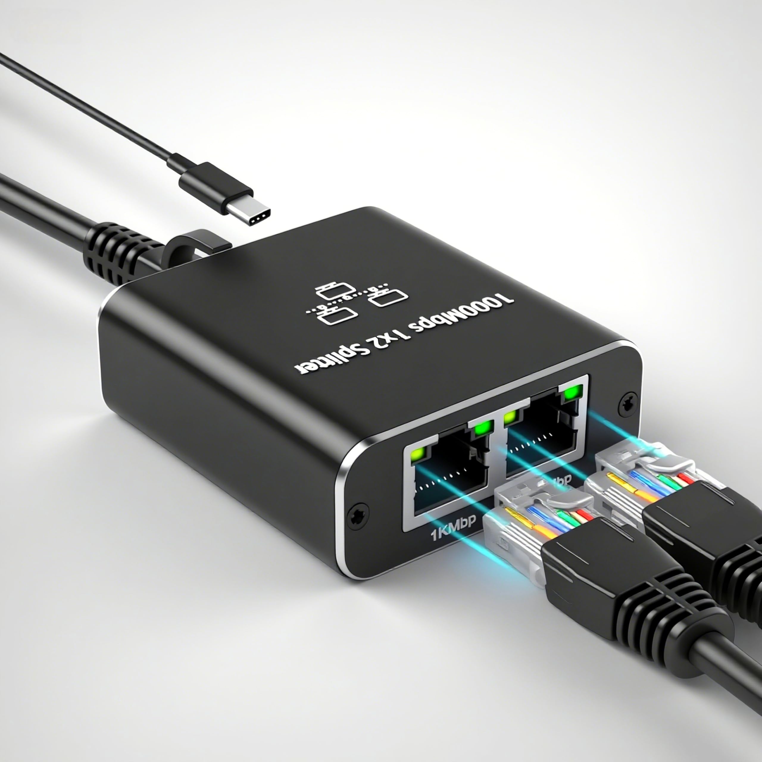 EGGIS RJ45 Network Splitter Gigabit Ethernet Splitter 1 to 2, 1000Mbps High Speed RJ45 Ethernet Network Splitter Adapter for Cat 5/5e/6/7/8 Cable