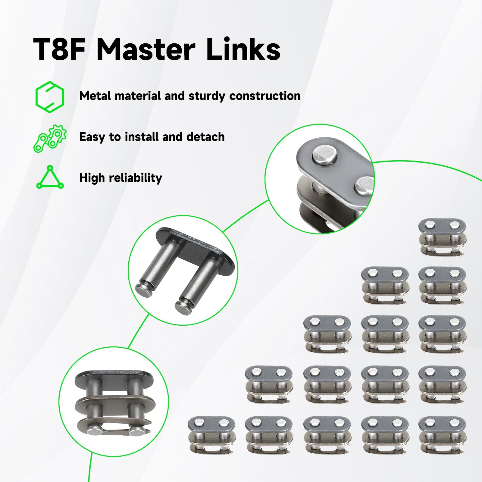 T8F Antriebskette 134 Glieder Kettenbrecher kompatibel mit 2-Takt-Motor SYX Moto 50cc Dirt Bike Mototec SSR X-pro Coolster 47cc 49cc Pocket Rocket Pit Bike Mini ATV Quad Go Kart Teile (Gold)
