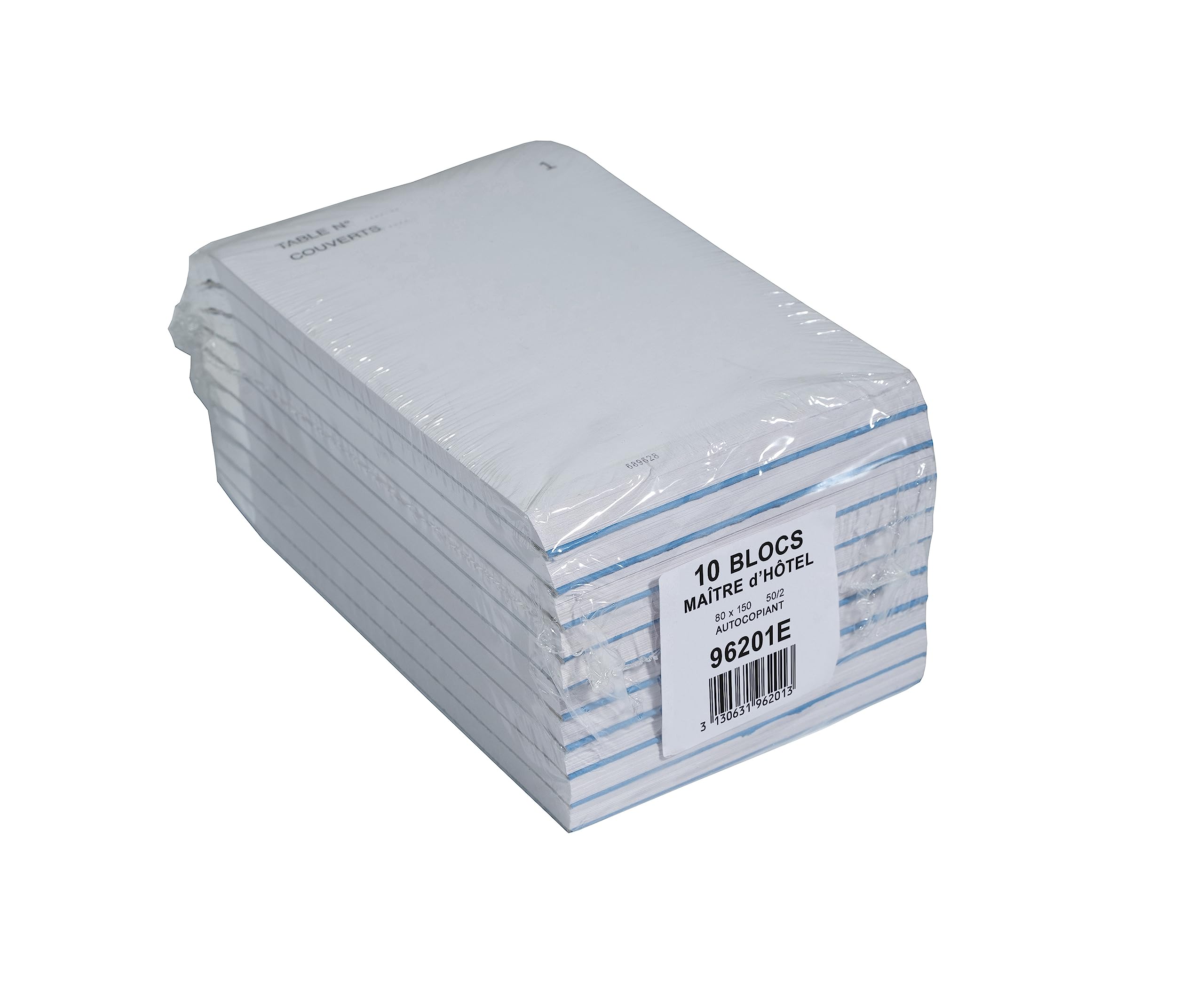 Exacompta - Réf. 96201E - Carton de 50 blocs Maître d'Hôtel - Carnet de commande pour restaurants - 50 feuillets blancs autocopiants en 2 exemplaires numérotés - Format vertical 8 x 15 cm
