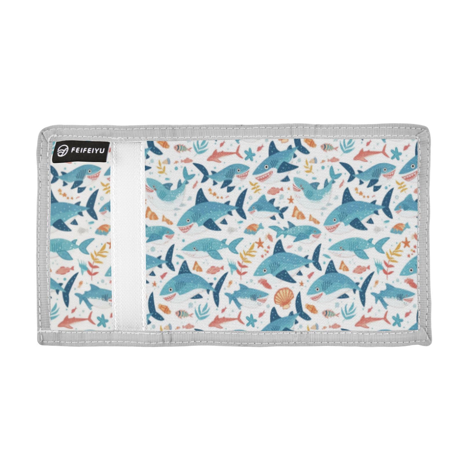 Wusikd Cute Sharks Kids Wallet for Boys Girls Fishes Toddler Trifold Wallet Novelty Wallet for Teens Women Men
