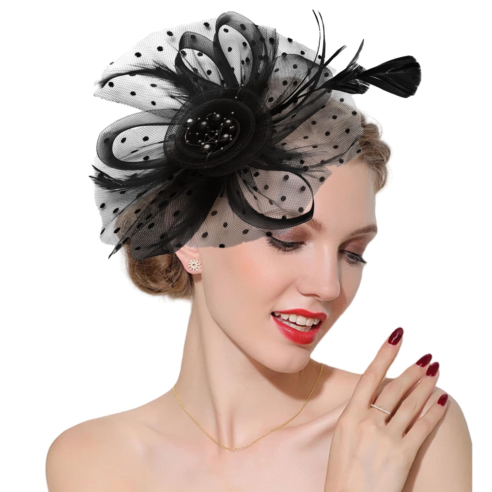 Amazon.com: Fascinators Hats 20s 50s Hat Pillbox Hat  display picture 1