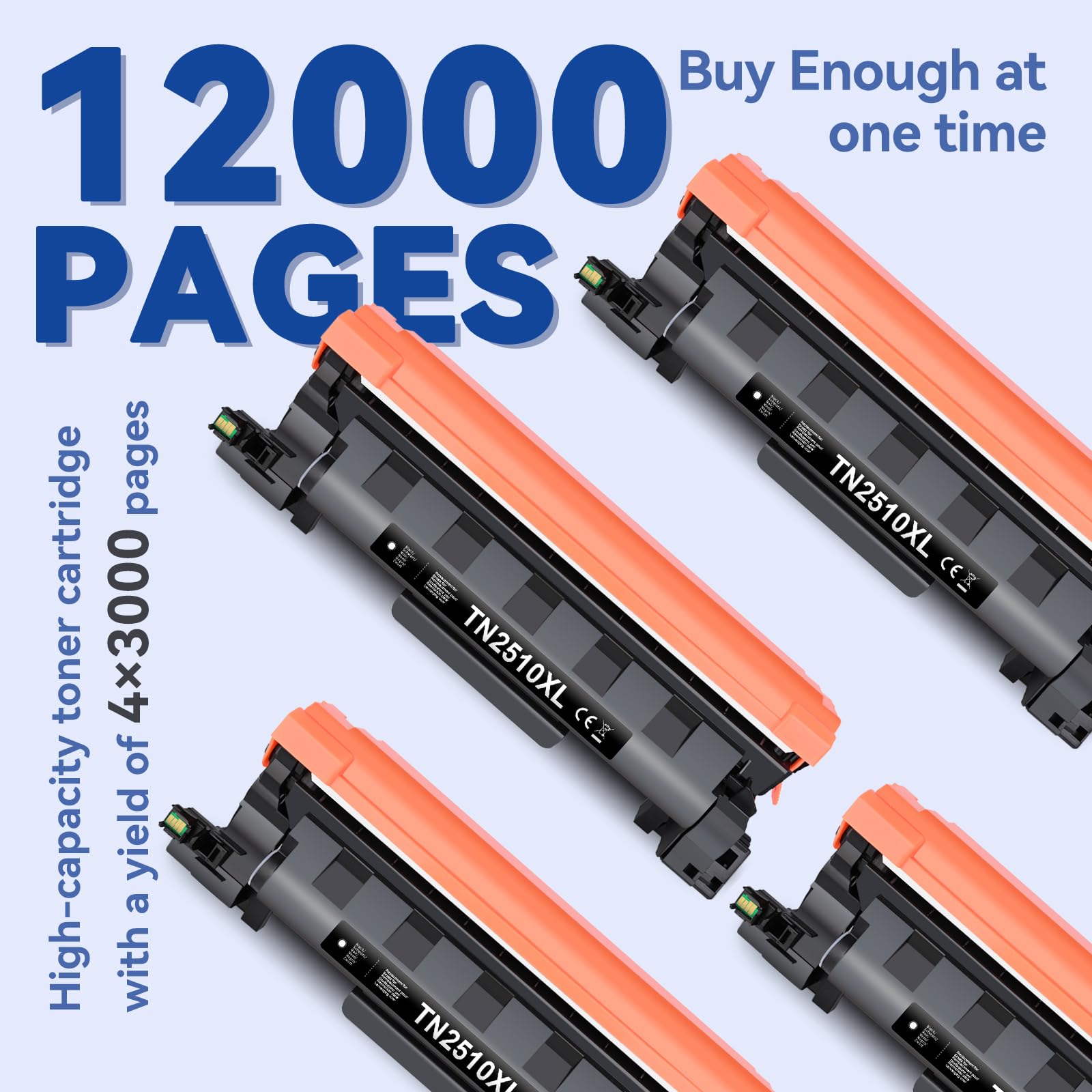 Lemero TN2510 TN2510XL Toner compatibile per Brother MFC-l2827dw Toner HL-L2400DWE MFC-L2800DW MFC-L2835DW MFC-L2860DW HL-L2445DW DCP-L2660DW DCP-L2627DW HL-L2400DW (confezione da 4) nero con chip