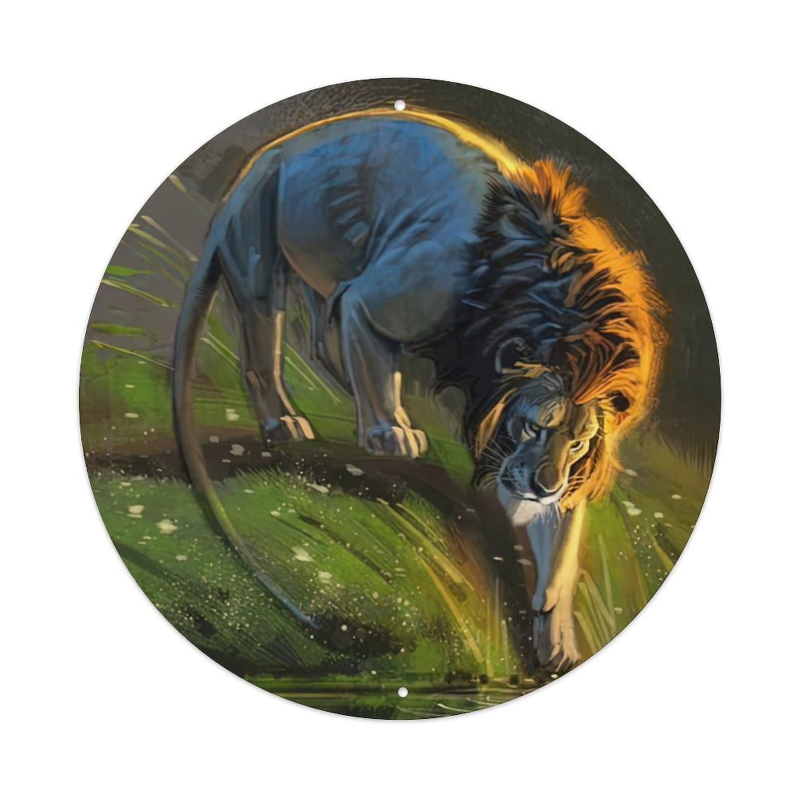 Animals Artwork Lions by The River Vintage Metal Tin Sign Plaque Wall Decor for Cafe, Club Bar, Office, Garden Metal Poster 8x8Inch