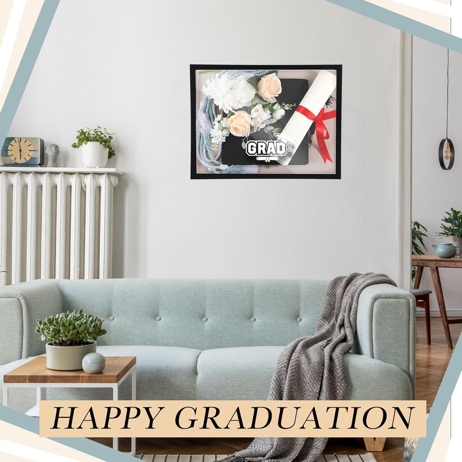 Huwena Graduation Shadow Box Frame 11.8 x 15.8 Inch Display Case Picture Diploma Frame with Tassel Holder Graduation Keepstakes Memory Box for Cap and Gown Tabletop and Wall Display Party Gifts(Black)
