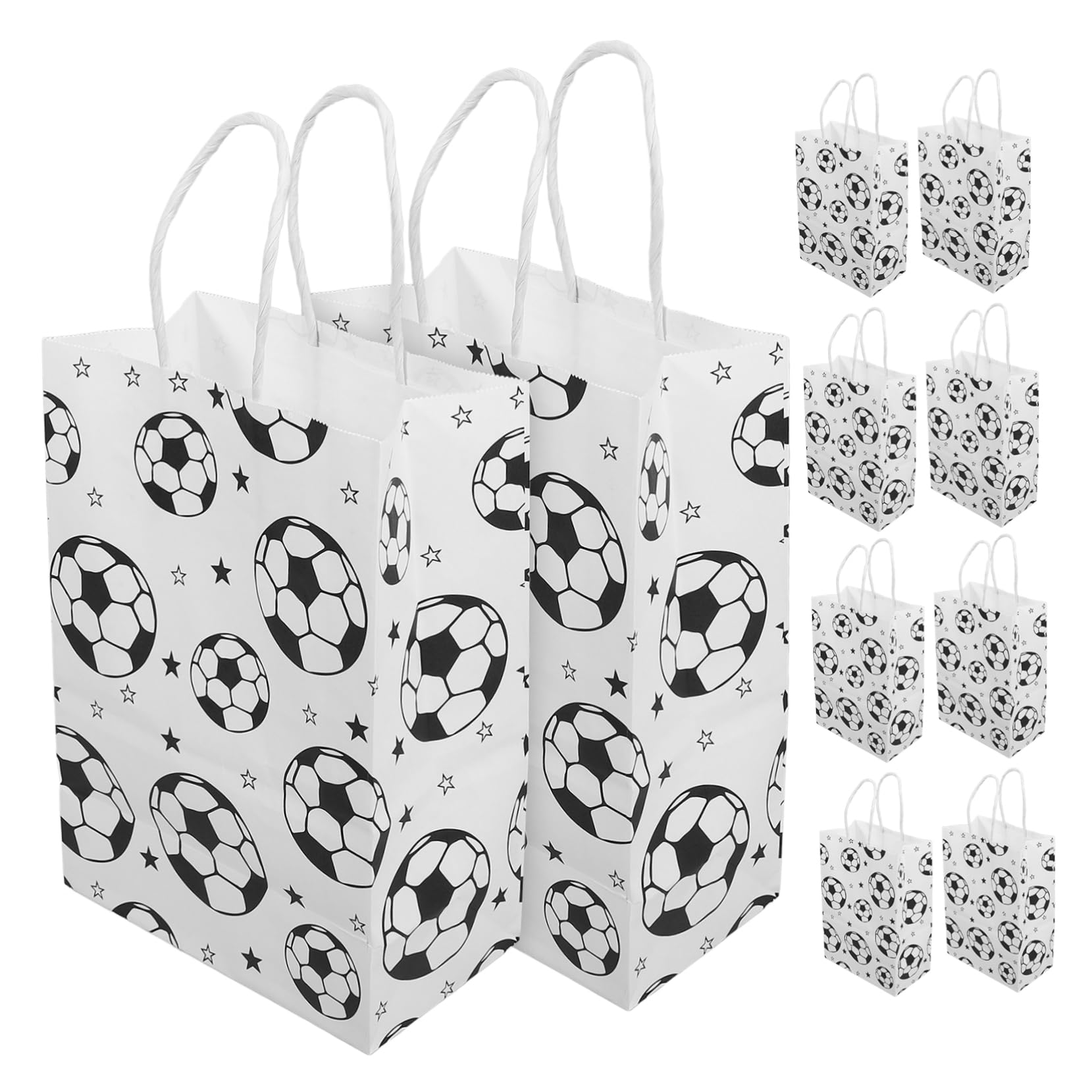 Sewroro 96stücke Fußball Geschenktüten Mit Griff Robuste Papiertüten Für Sportpartys Kindergeburtstage Und Feiertage Praktische Mitgebsel-tüten Für Snacks Und
