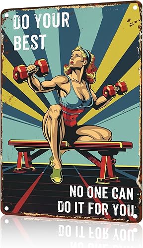 Miniatura 14 de Cartel de metal para gimnasio de estaño | Puedo hacer todas las cosas a través de Cristo | Cartel motivacional retro para gimnasio | Para Gimnasio