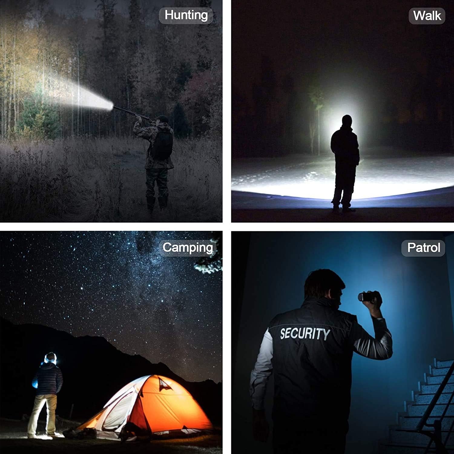 Tactical Flashlight with Picatinny Rails Mount and Pressure Switch, 5 Modes Super Bright USB Rechargeable Flashlight Waterproof Scout Light Torch for Outdoor Hiking