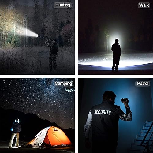 Miniatura 9 de Linterna táctica con montaje de rieles Picatinny e interruptor de presión, 5 modos súper brillante USB recargable linterna impermeable linterna de