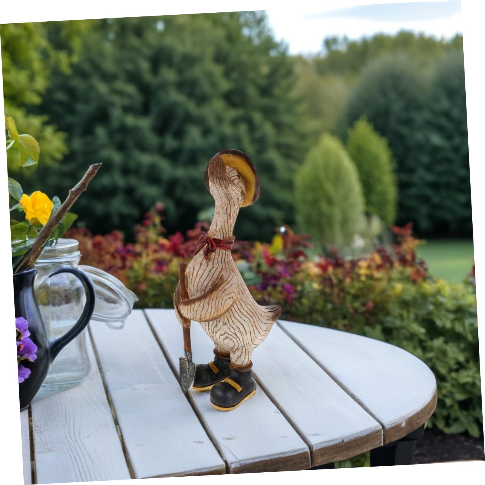 Lebensechte Entenfigur aus Kunstharz für Garten und Terrasse
