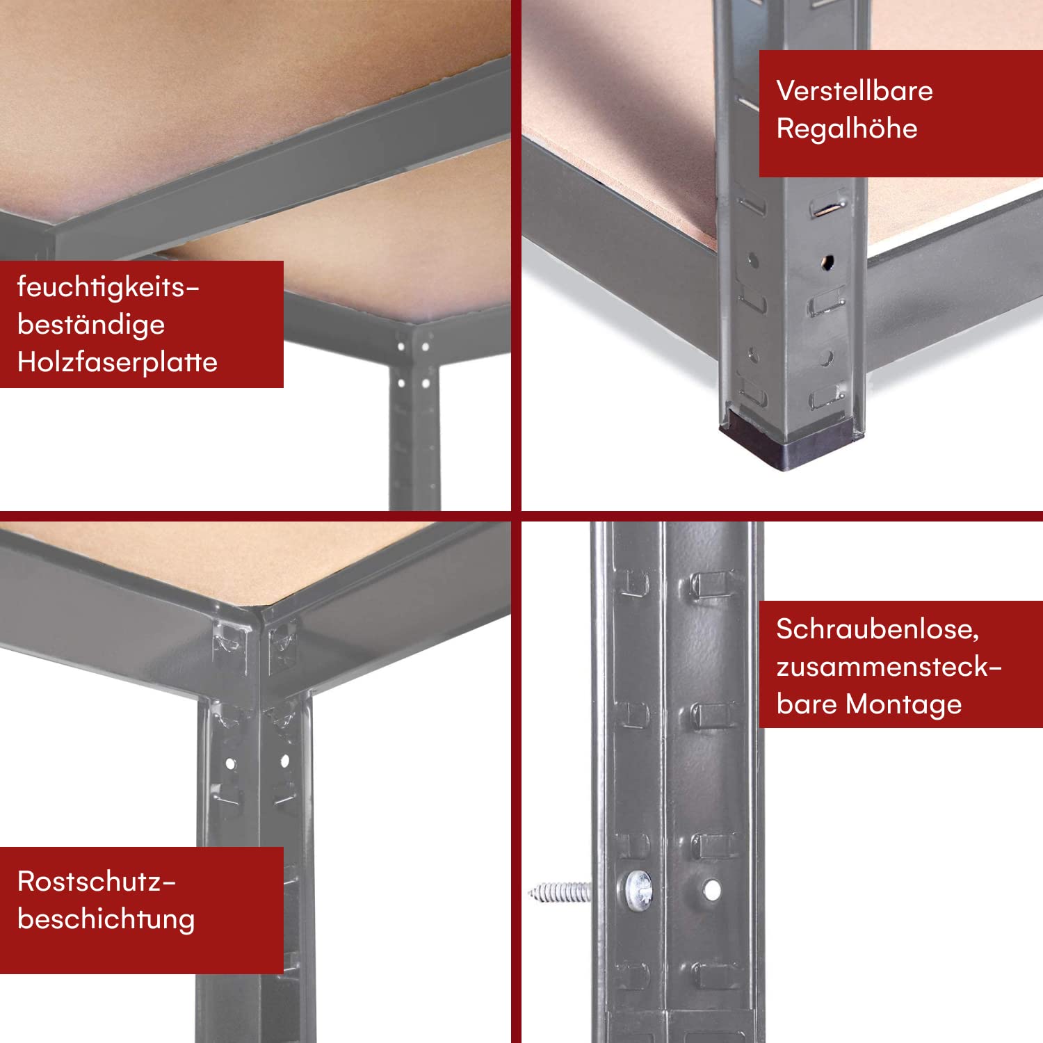 G-Rack Garagenregal: 180 cm x 120 cm x 60 cm, Einzelschacht, grau, 5 Etagen, 175 kg Traglast pro Ebene (875 kg pro Einheit), Zuhause, Büro, Garage oder Geschäftsgebrauch