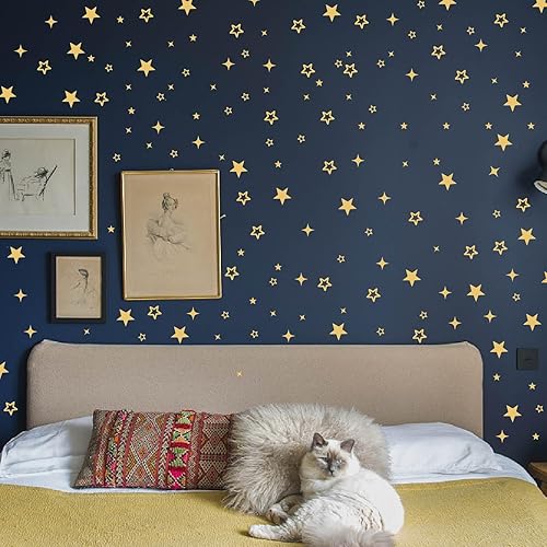 324 calcomanías de pared doradas con estrellas cálidas para dormitorio, sala de estar, sofá, fondo, techo, guardería, decoración del hogar, gran
