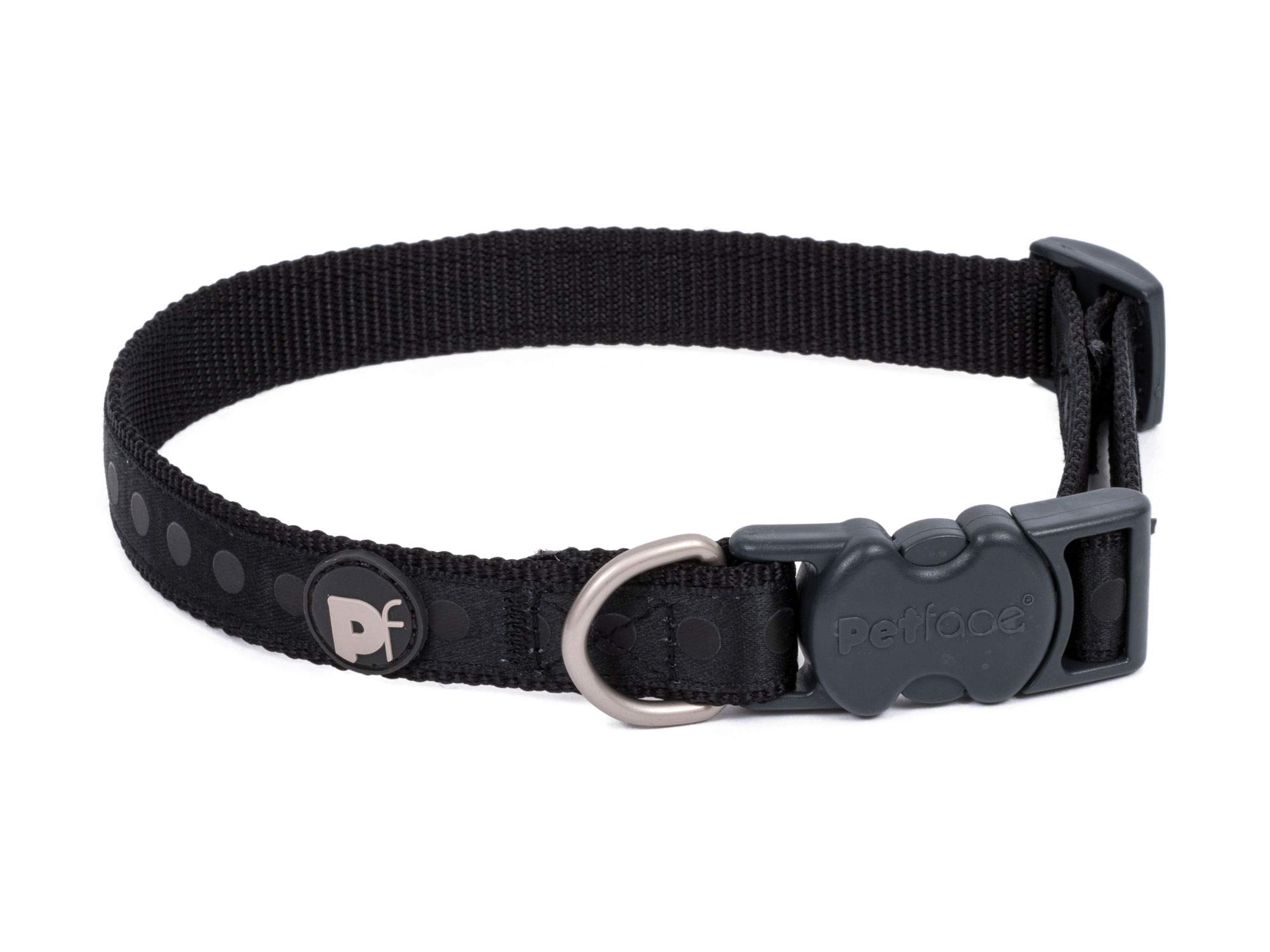 Petface Tonal Dots Print Dog Collar, Large, Black
