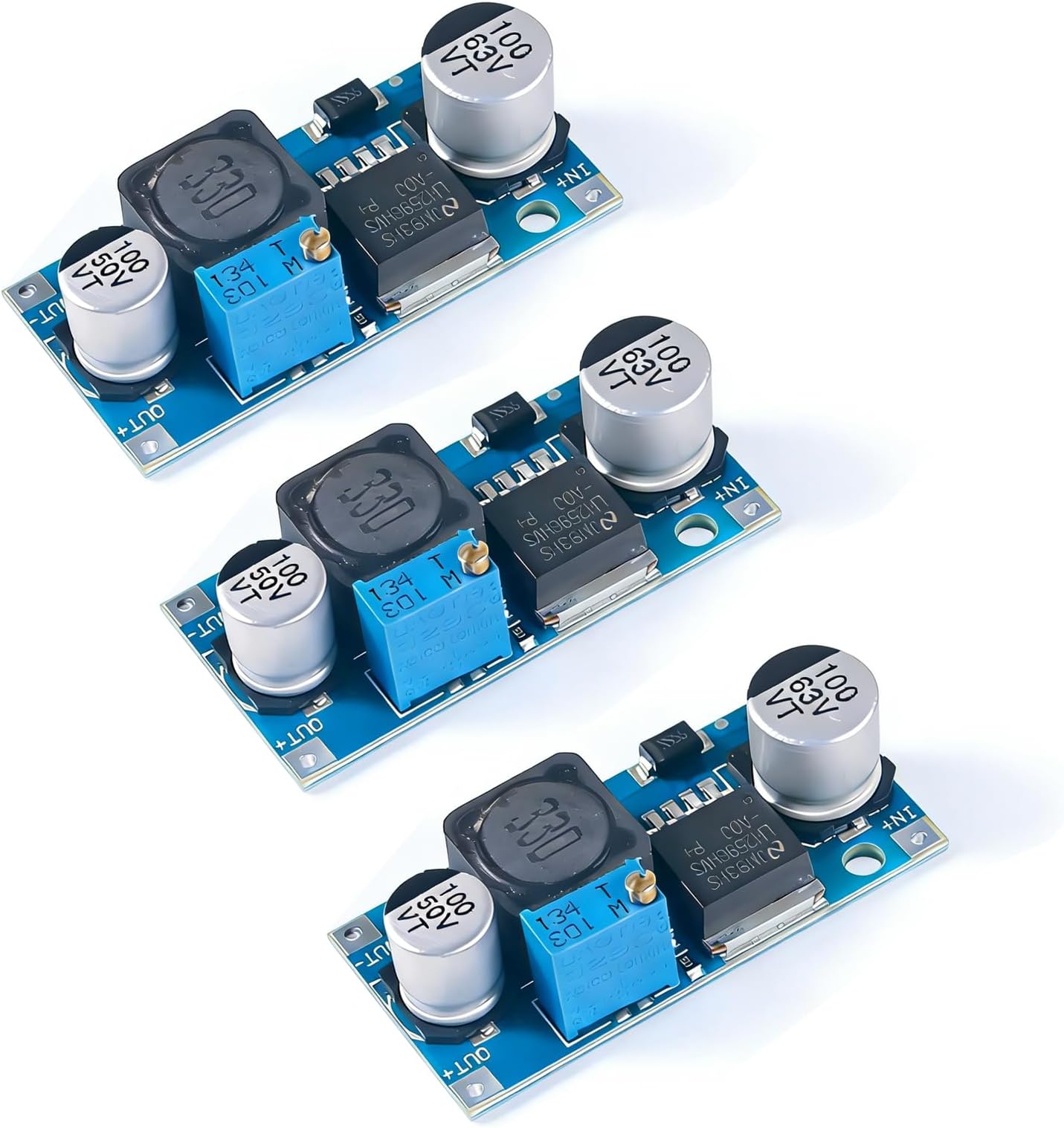 3Pack LM2596 Buck Converter Step Down Module Adjustable Voltage Regulator DC to DC 4.5-53V to 3-40V Electronic Voltage LM2596HVS Power Supply Board