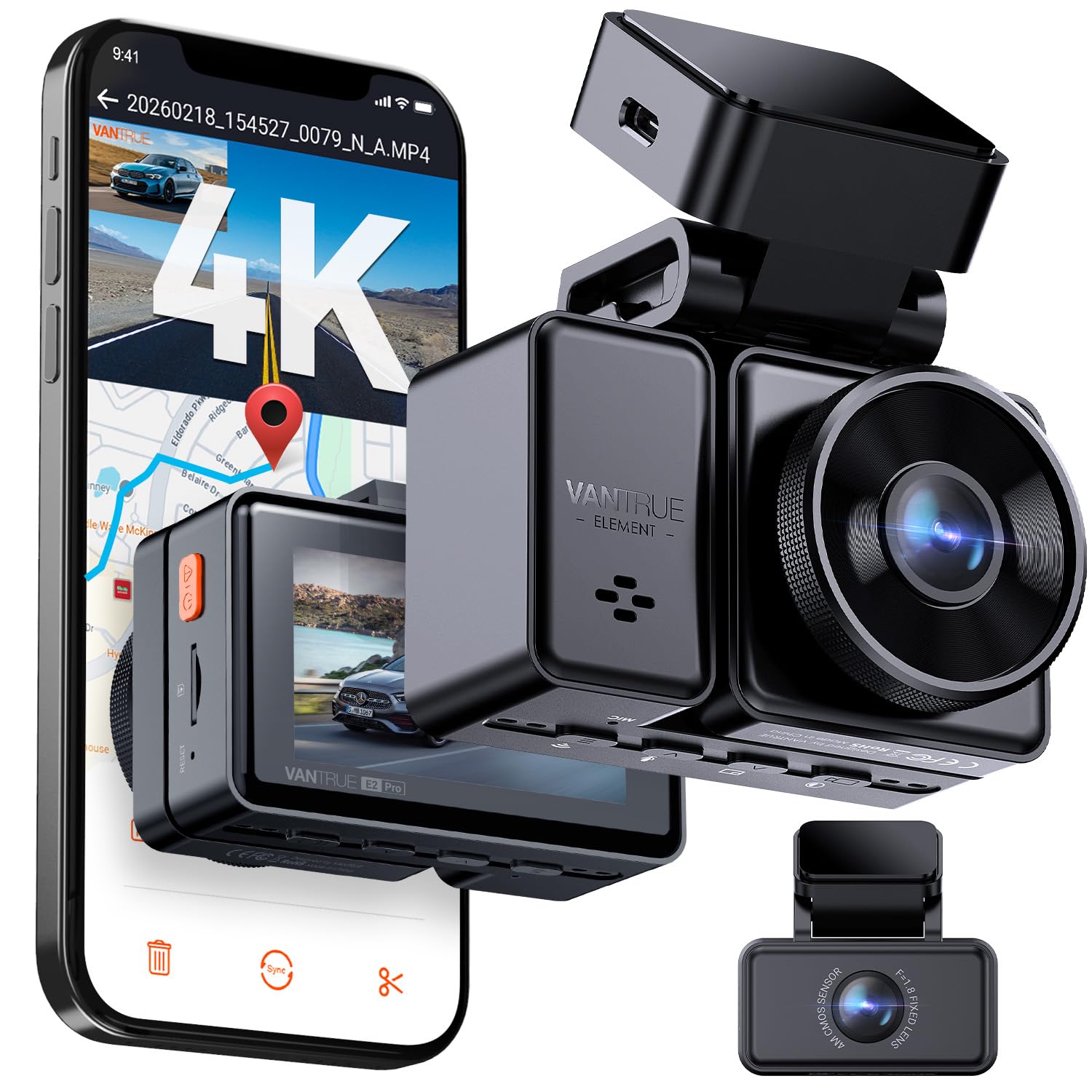 Caméra embarquée E2 Pro VANTRUE dashcam anti délit de fuite et choc parking