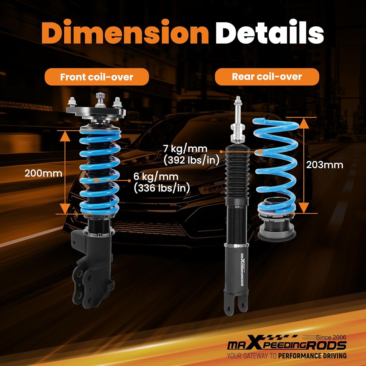 maXpeedingrods Coilover for Hyundai Sonata (YF) 2011-2014, 24 Levels Damper Adjustable Coilovers Suspension Kit Strut, Height Adjustable Shock Absorber Struts, T6 Upgraded Lowering Kits Blue