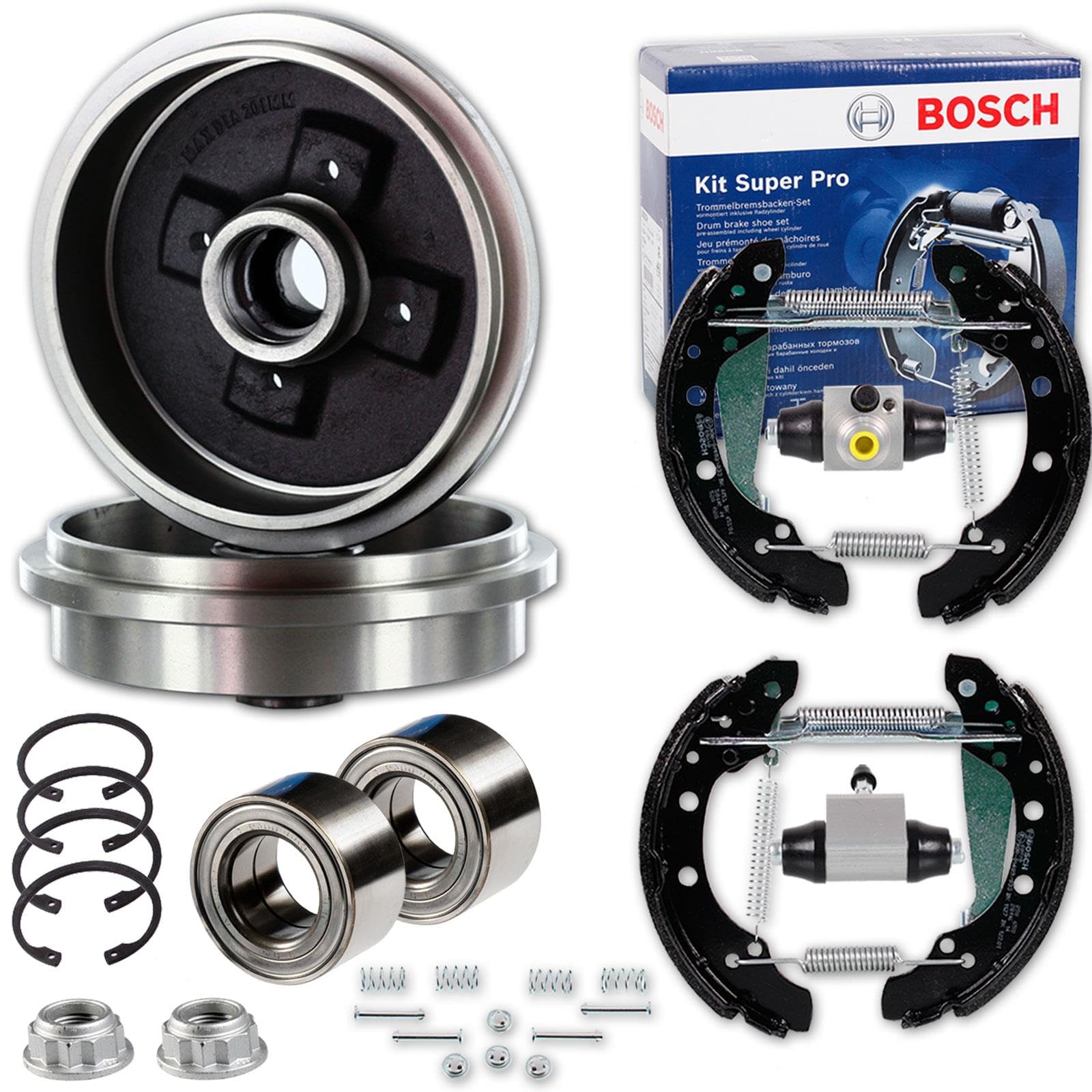 Bremstrommeln Ø200mm + Backensatz | 253617 + 0 204 114 630 + 763620 Kompatibel mit Corsa C (X01),Corsa C Kasten/schrägheck (X01),Tigra Twintop (X04)