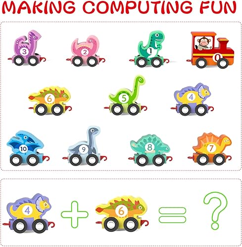 Miniatura 4 de Juguetes para niños de 1, 2, 3 años, regalo de cumpleaños, juego de tren de madera, juguetes de dinosaurio para niños de 2 a 4 años, juguetes