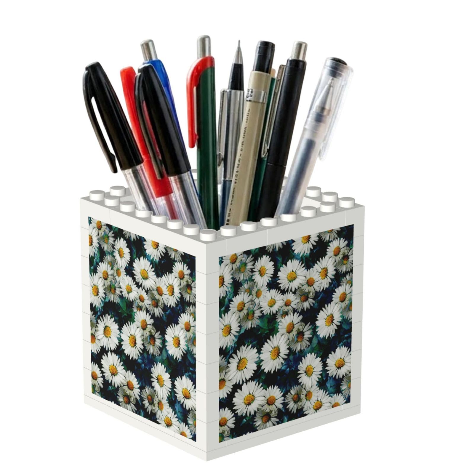 Poadnly Fashion Daisy, Pen Pot Pencil Holder for Office Home School, Compact Desk Organiser for Office Stationery