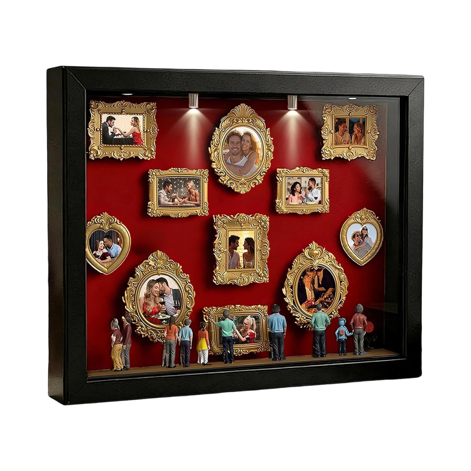 Cuadro De Pared O Mesa con Efecto Museo, Cajas De Silueta Mini con Luz Y Figuras Coleccionables, para 11 Imágenes, Decoración para Apartamento, Regalo Romántico Y Familiar