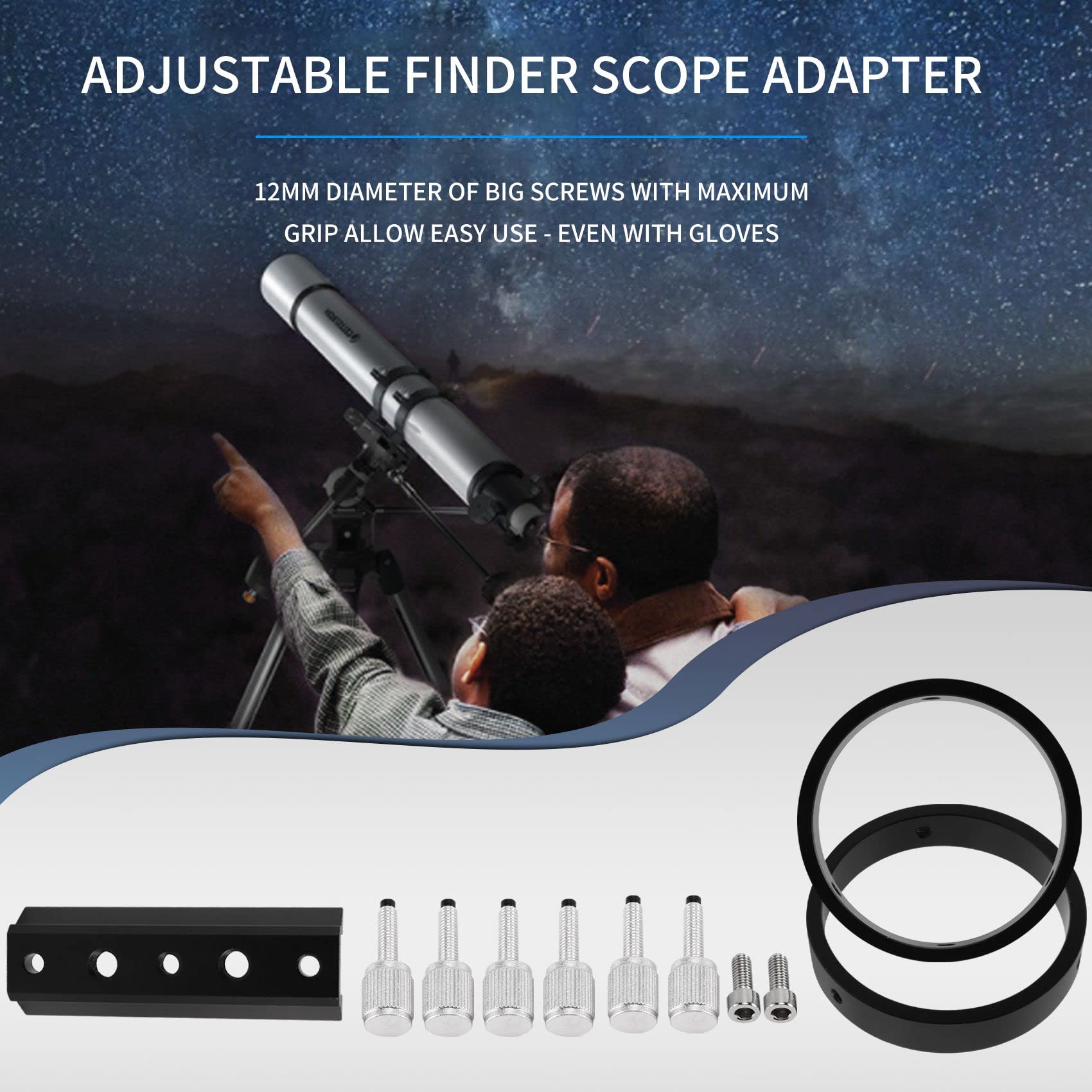 Lizusidtsy Guiding Scope Ring Kit for Telescope Tube Diameter or Finders 43mm to 70mm for Astrophotography