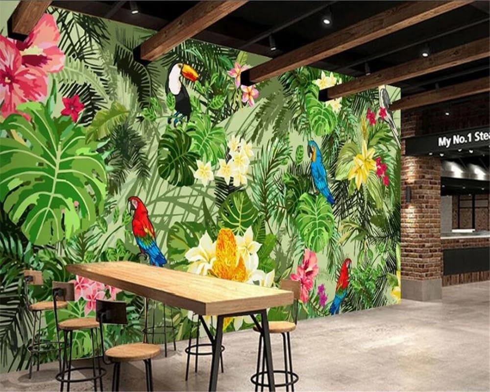 Papier peint perroquet ZEZILE pour transformer un mur blanc en jungle animée
