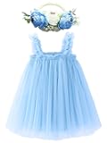 Layered Tulle Tutu Dress for Toddler Girls,Baby Girl Rainbow Tutu Princess Skirt Set with Flower Headband.