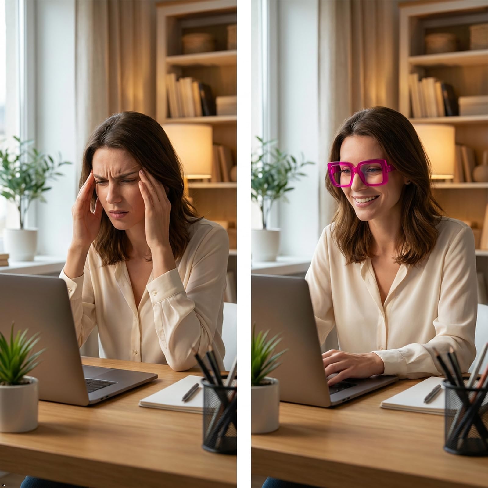 Eyekepper Confezione da 6 occhiali da lettura con filtro luce blu, occhiali da donna, montatura quadrata e lenti grandi, cerniera a molla senza viti e metalli, occhiali UV antiriflesso.