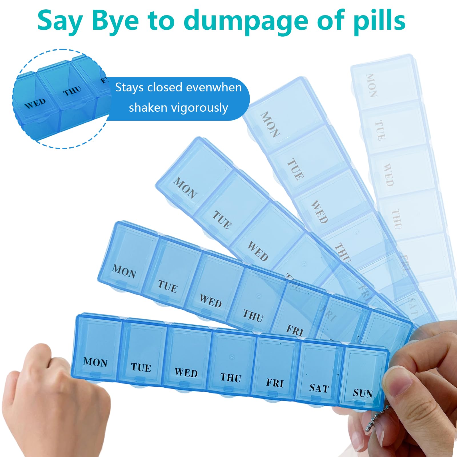 Ninoclar 2 Stück Pillendose Organizer Pillendosierer Box, 7 Tage Pillendose Organizer Einmal am Tag, wöchentliche Pillendose, Pillendose für Medikamente, Nahrungsergänzungsmittel, Vitamine, Lebertran