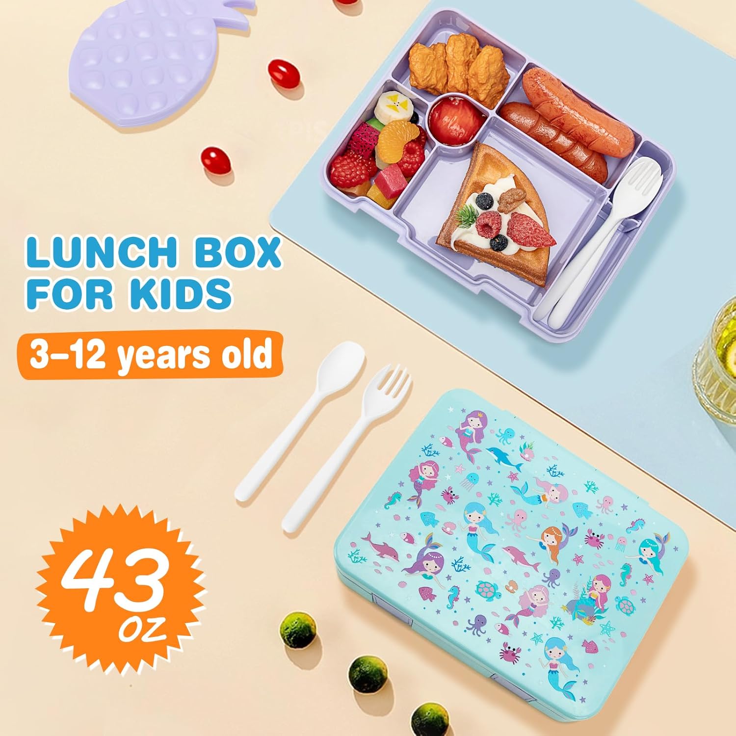DIGOBAY 5pcs Girls Backpack with Bento Lunch Box Set, Kids Backpack for School with Lunch Box Lunch Bag Pencil Case, Cute Kawaii Backpack Set, Bookbag for Elementary Middle High School