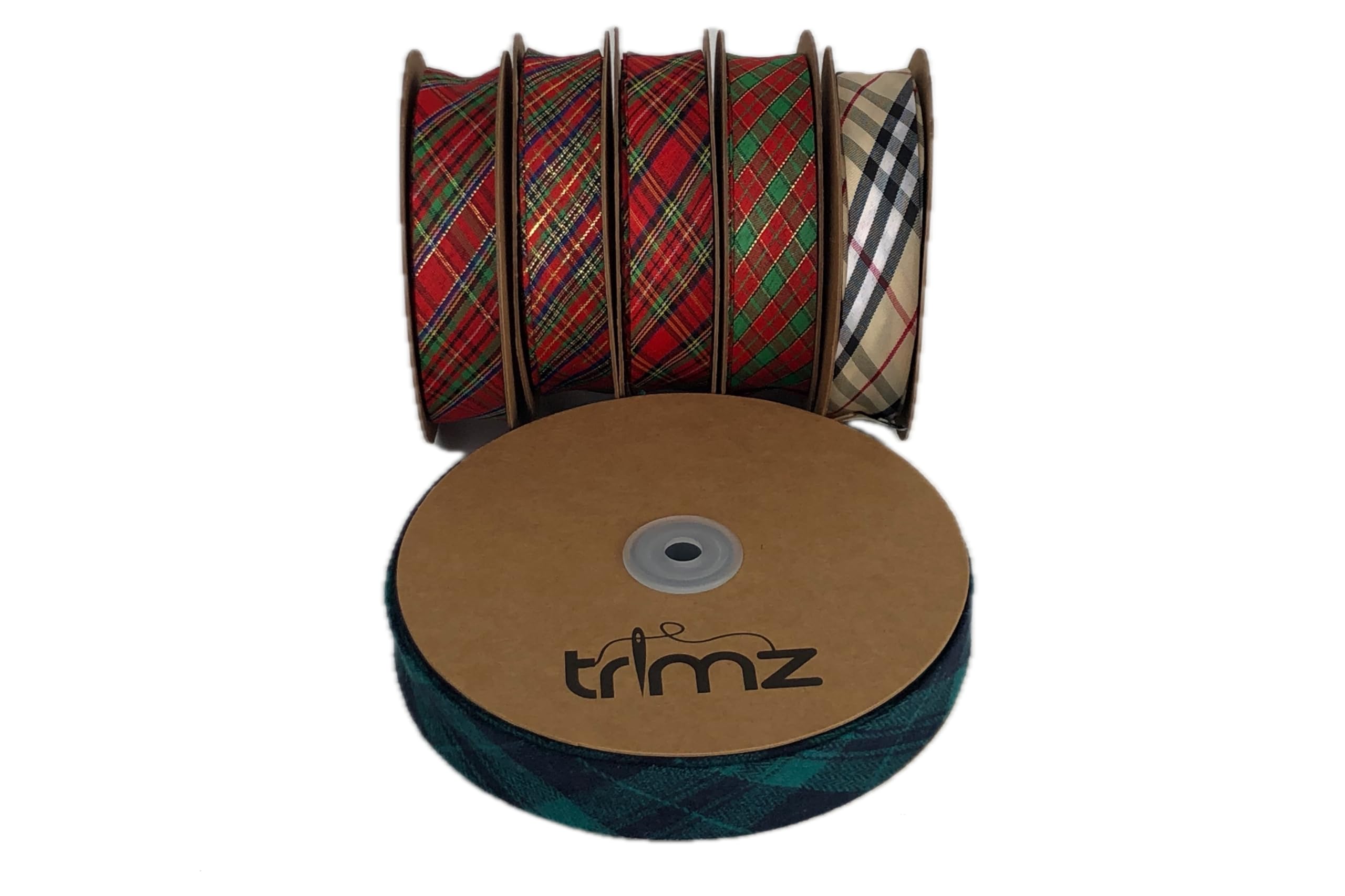 Trimz Tartan bias Binding, Red/Green/Blue/Yellow, 20m x 25mm